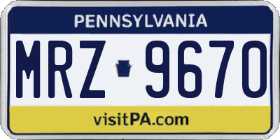 PA license plate MRZ9670