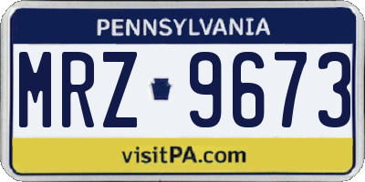 PA license plate MRZ9673