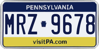 PA license plate MRZ9678
