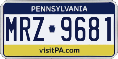 PA license plate MRZ9681