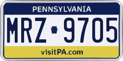 PA license plate MRZ9705