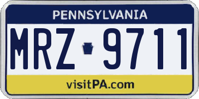 PA license plate MRZ9711