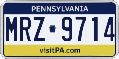 PA license plate MRZ9714