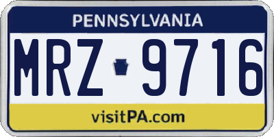 PA license plate MRZ9716