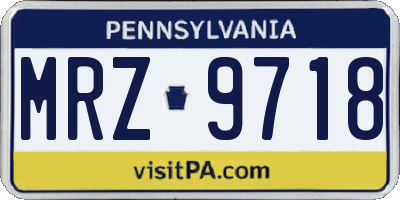PA license plate MRZ9718