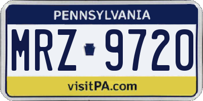 PA license plate MRZ9720