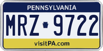 PA license plate MRZ9722