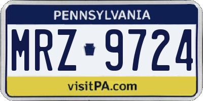 PA license plate MRZ9724