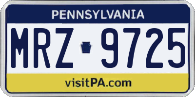 PA license plate MRZ9725