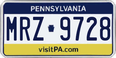 PA license plate MRZ9728