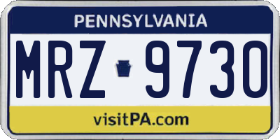 PA license plate MRZ9730
