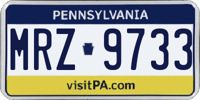 PA license plate MRZ9733
