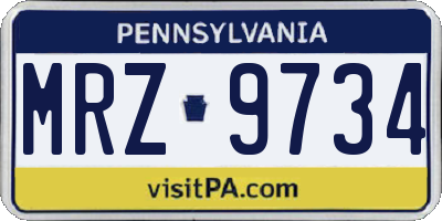 PA license plate MRZ9734