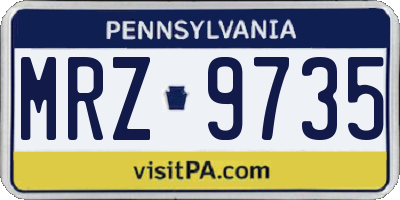 PA license plate MRZ9735