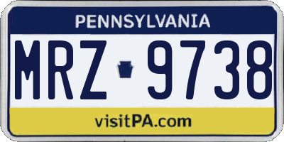 PA license plate MRZ9738