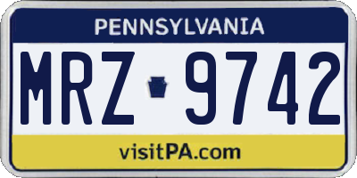 PA license plate MRZ9742