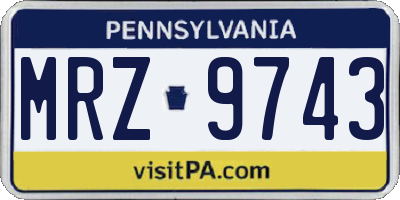 PA license plate MRZ9743