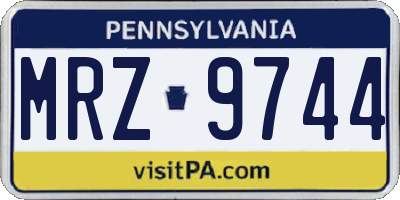 PA license plate MRZ9744