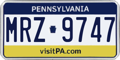 PA license plate MRZ9747