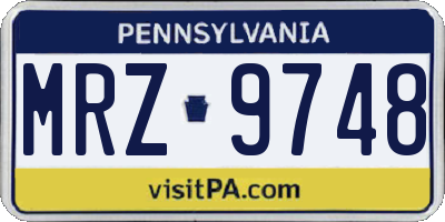 PA license plate MRZ9748