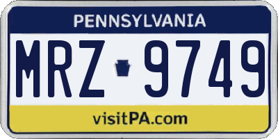 PA license plate MRZ9749