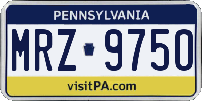 PA license plate MRZ9750