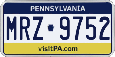 PA license plate MRZ9752
