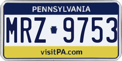 PA license plate MRZ9753