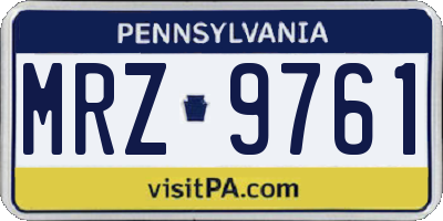 PA license plate MRZ9761