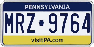 PA license plate MRZ9764