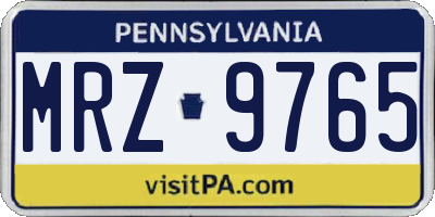 PA license plate MRZ9765