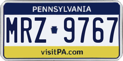 PA license plate MRZ9767