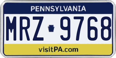 PA license plate MRZ9768
