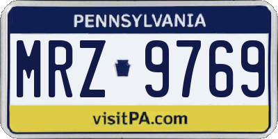 PA license plate MRZ9769