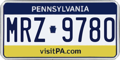 PA license plate MRZ9780