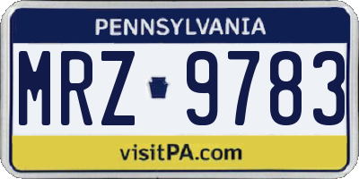 PA license plate MRZ9783