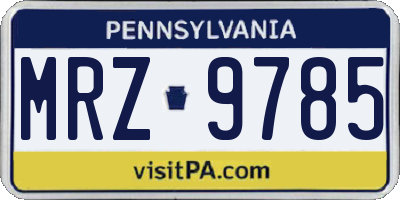 PA license plate MRZ9785