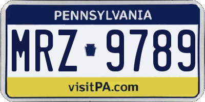 PA license plate MRZ9789