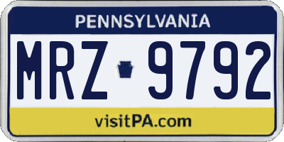 PA license plate MRZ9792