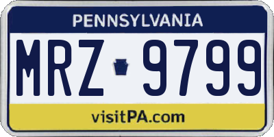 PA license plate MRZ9799
