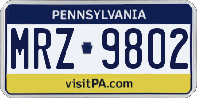 PA license plate MRZ9802