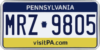 PA license plate MRZ9805