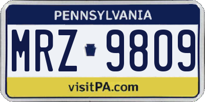 PA license plate MRZ9809