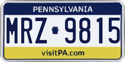 PA license plate MRZ9815