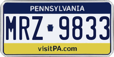 PA license plate MRZ9833