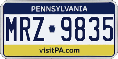 PA license plate MRZ9835