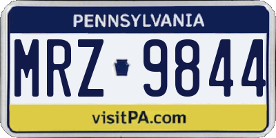 PA license plate MRZ9844