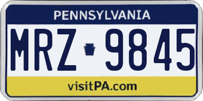 PA license plate MRZ9845
