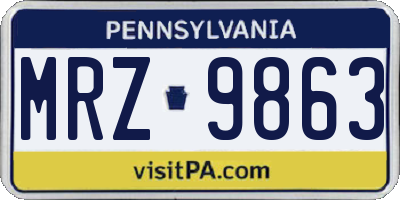 PA license plate MRZ9863