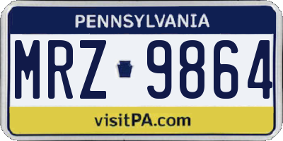 PA license plate MRZ9864